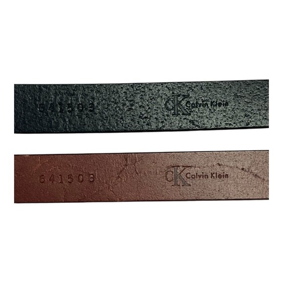 Calvin Klein Italian Saddle Leather Belts – Set of 2 (Black & Brown, Medium, 29” - Picture 6 of 9
